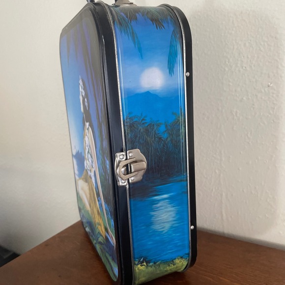 Vtg Hawaiian Girls Two Sided Vertical Tin Lunch Box Accoutrement Hula Hawaii - Picture 7 of 16